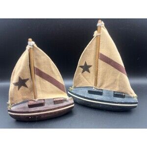 Set of Wooden Sailboats with Canvas Sail